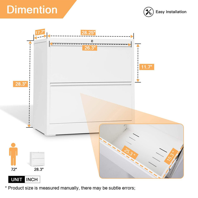 Aobabo Locking Metal Office Storage Organizer Filing Cabinet