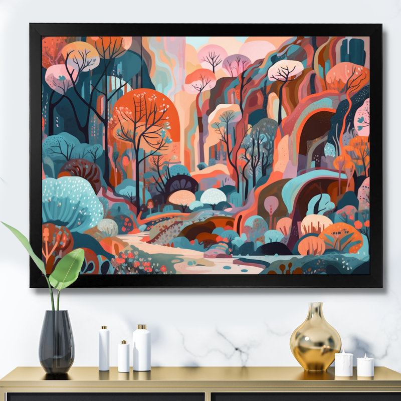 «Pink Green Minimalims Explosion IV», reproduction d'art sur toile, H 12 po x l 20 po x P 1 po, Cadre photo noir
