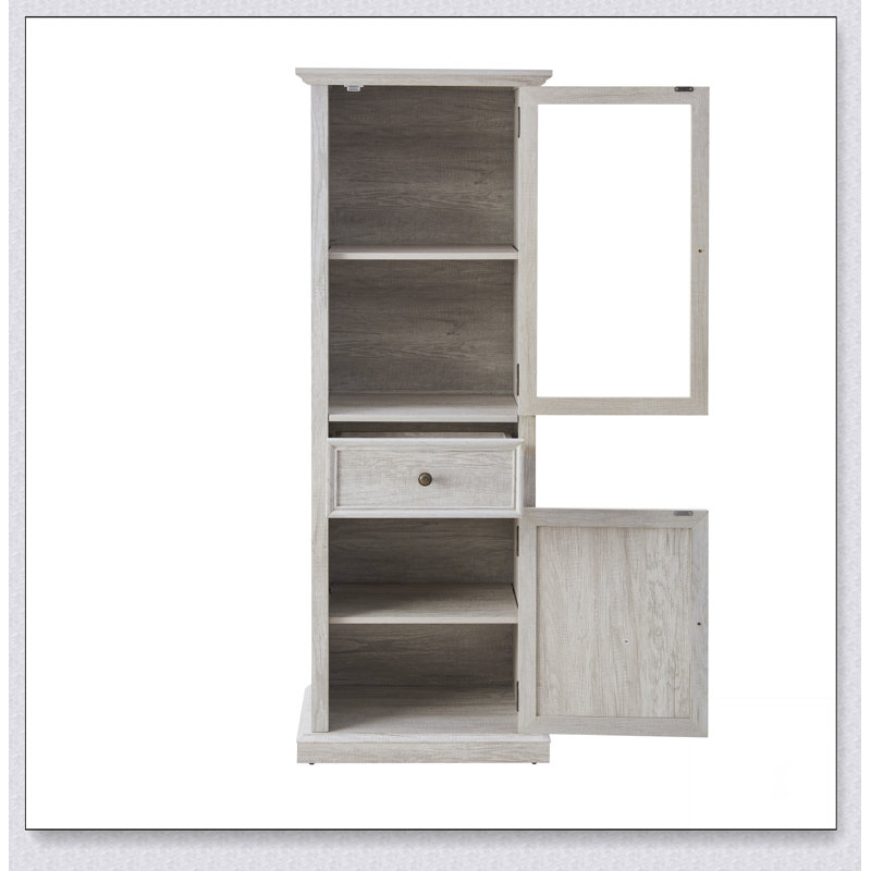 Curio Display Cabinet,Antique Display Cabinet with Glass Doors Adjustable Shelves for Collectibles Four Door Design