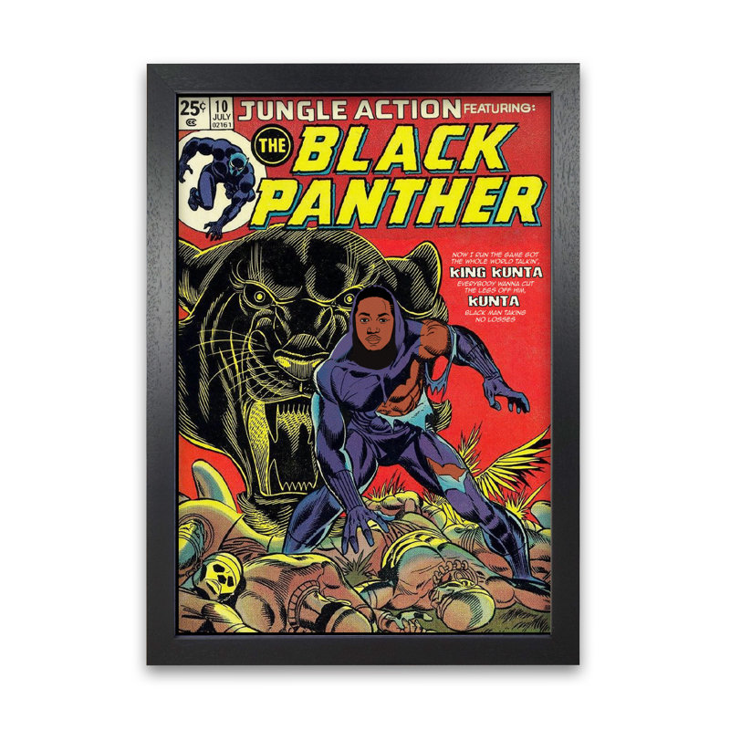 Black Panther by David Redon - Print, 84.1 cm H x 59.4 cm W x 5 cm D, Black Grain