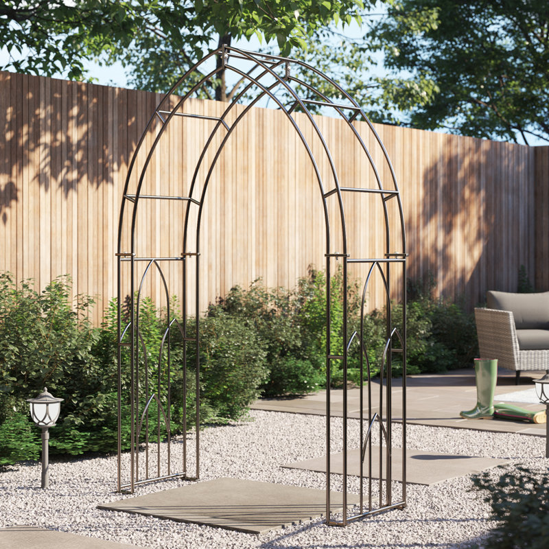 Genesee 142cm W x 53cm D Metal Arbour in Black
