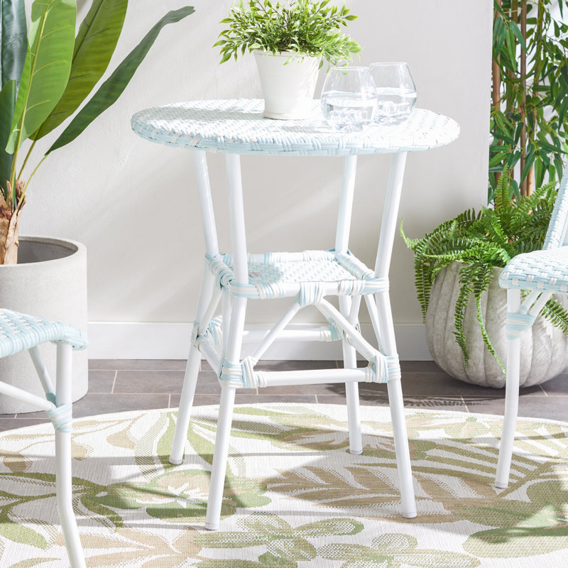 Gordin Round Metal Outdoor Bistro Table , 23.75'' in. W 23.75'' in. D, Baby Blue/White