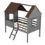 Lit mezzanine simple en bois avec deux fenêtres latérales - Améliore la tranquillité et la sécurité de la chambre (le gris rend les chambres plus amusantes