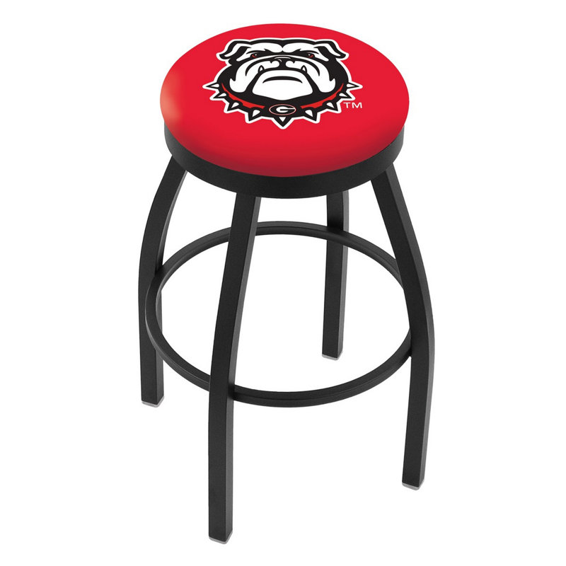 NCAA 30" Swivel Bar Stool, Black Wrinkle, University of Georgia- Bulldog