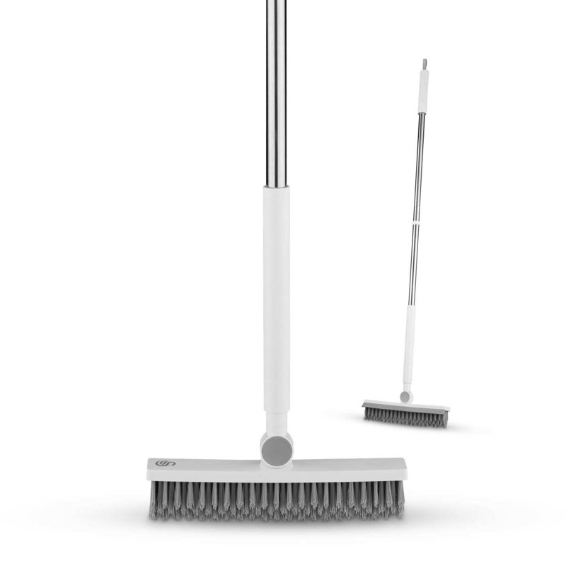 Swan SWFC2007WHTN Elevate Precision Angled Scrubbing Brush with Built-in Squeegee, Posture Positive Design, 5 Layer Bristles, 180-Degree Pivot Rotation for Deep Cleaning Harder To Reach Areas, White