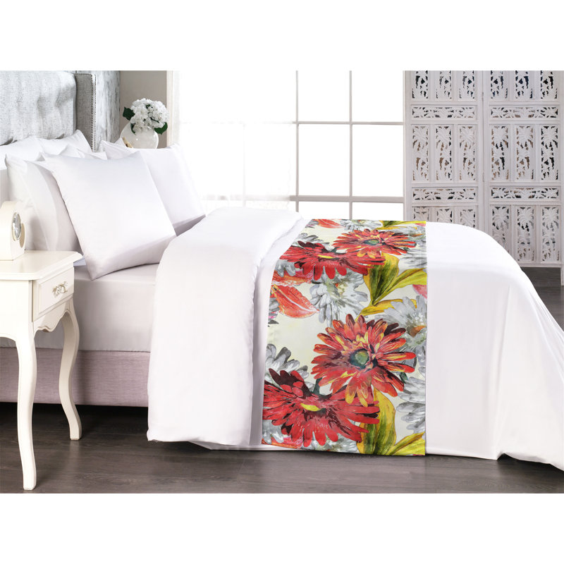 Tapis de couloir à motif floral Ambesonne, motif floral Gerbera, saumon foncé et moutarde, Très grand lit