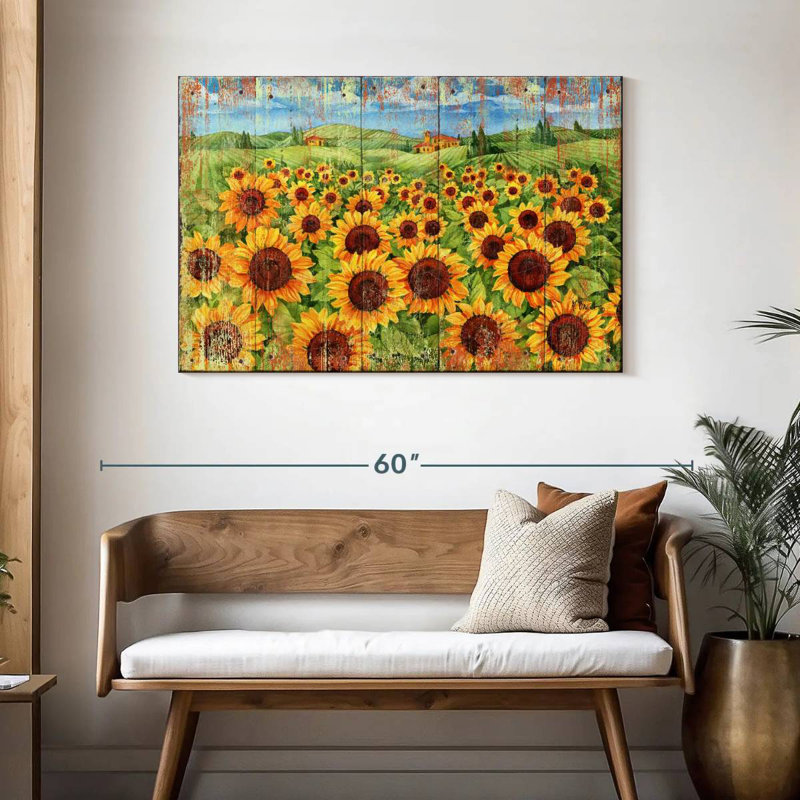 Champ de tournesols Alvord vieilli, H 30 po x l 45 po