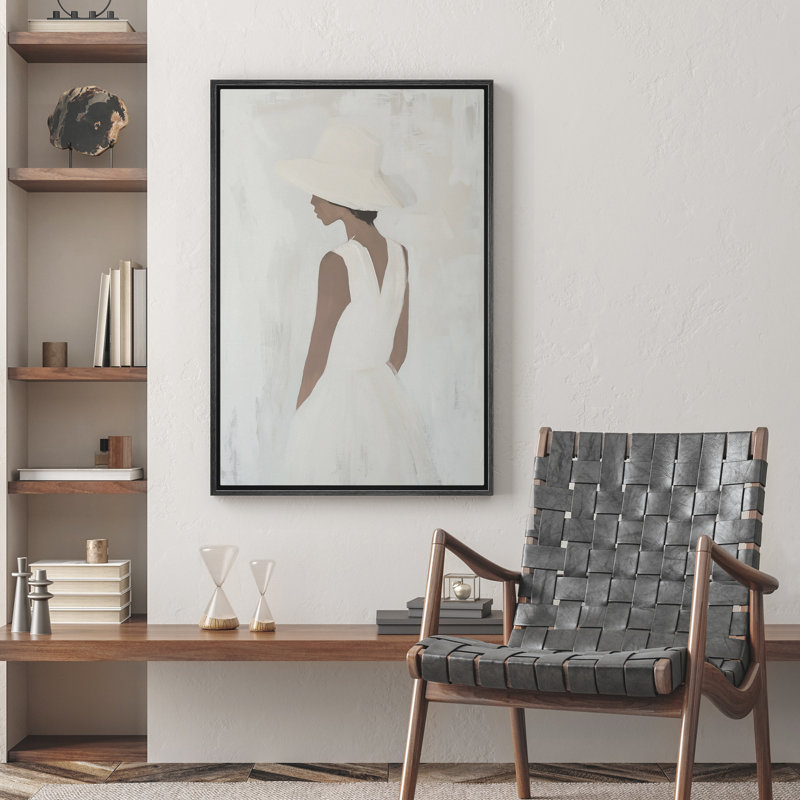 Reproduction d'art sur toile encadrée - Portrait de femme pour décoration de salon, Noir, H 24 po x l 16 po