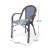 Set of 2 Bistro Chairs with Woven Rattan Backs and Aluminum Frames in White and Navy