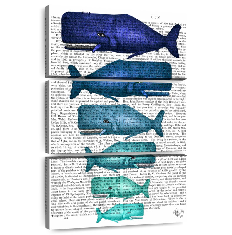 Brampt Blue Whale Family, 57" H x 36" W