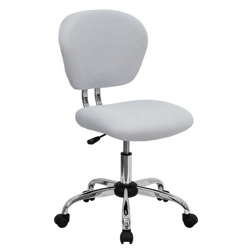 White Mesh Mid-Back Swivel Task Chair with Chrome Base