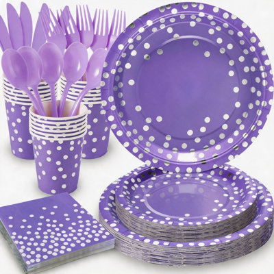 168Pcs Lavender Tableware for Multiple Party Occasions