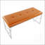 Banc contemporain en métal argenté et similicuir-1135793534