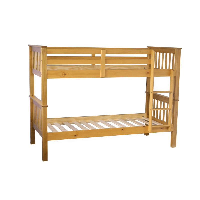 Lares Bunk Bed with Built-in Ladder Included, Single (3'), Honey