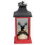 Bougie 12 "à DEL rouge et noire avec lanterne de Noël cerf