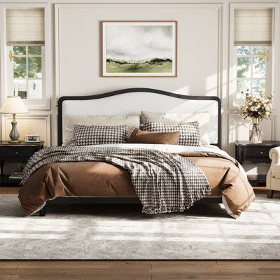 Grand lit plateforme avec tête de lit tapissier Kirkham