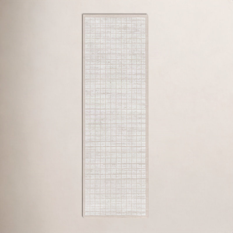 Tapis beige clair / crème tissé à la main Jacey, Tapis de couloir de 2 pi 6 po x 8 pi