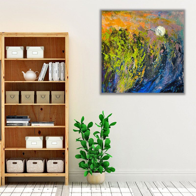 Marsh II Moonrise - reproduction d'art sur toile, H 12 po x l 12 po