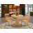 3 Piece Dining Set Contains a Round Kitchen Table with Pedestal and 2 Dining Room Chairs, Oak-918391304-824058968-824058972