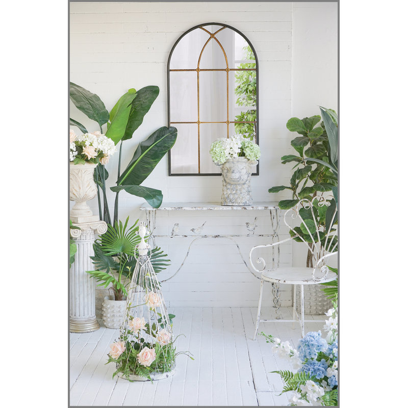 Console 43 po x 16,5 po x 34 po avec perchoir fantaisiste, construction en fer vieilli, table d'appoint avec pieds torsadés pour le vestibule ou le salon