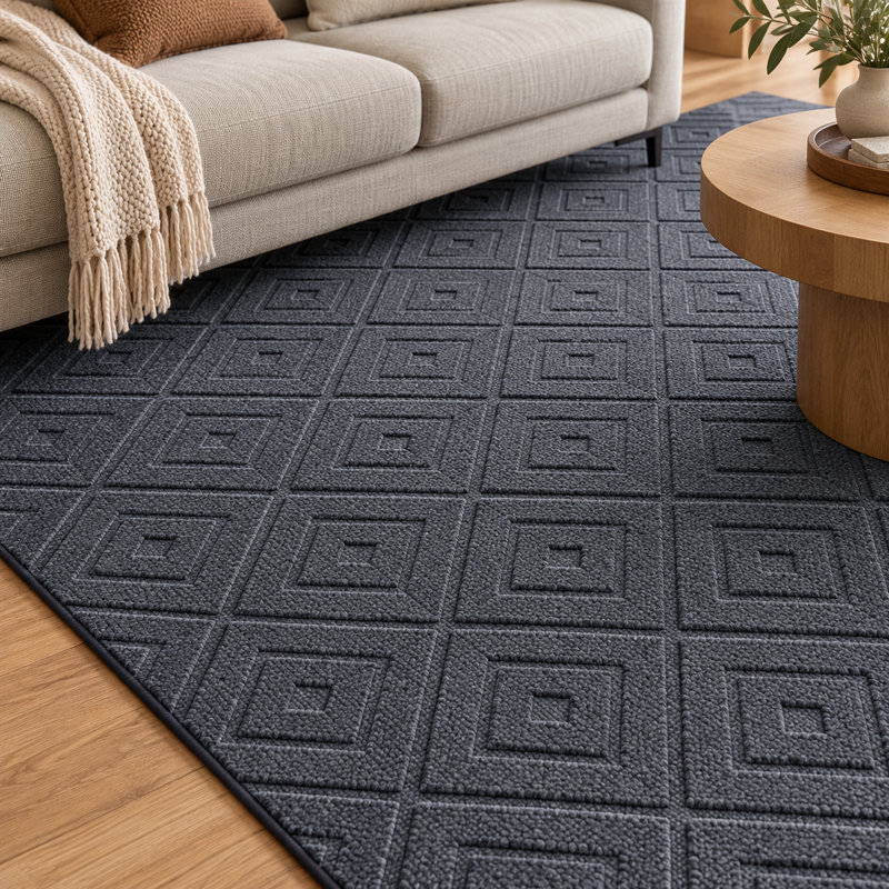 Aspire Homeware Grey Geometric Area Rug, Grey, 160x230cm