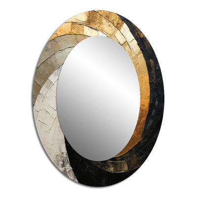 Beige Spiral Poteries I - Beige Modern Oval Wall Mirror