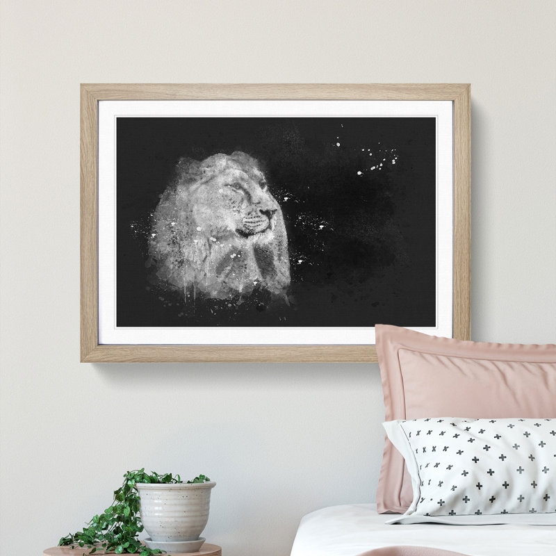 Wild Lioness - Picture Frame Graphic Art Print, Oak Framed, 45cm H x 63cm W x 2cm D