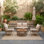 Ensemble de conversation pour 4 personnes Boho avec table en acacia et coussins amovibles