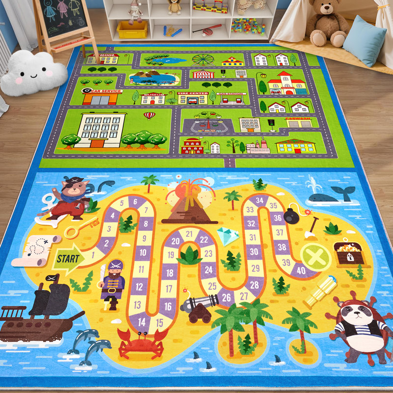 Tapis éducatif pour filles et garçons, Rectangulaire 8 pi x 10 pi