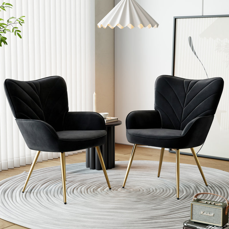 Fauteuil à oreilles Modern Velvet, Noir