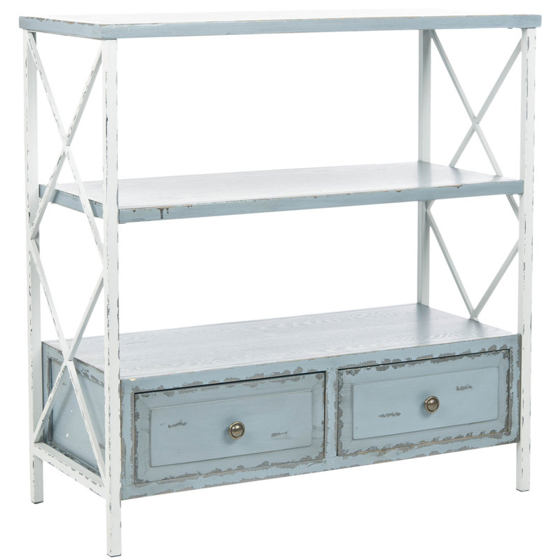Console en bois massif 33,9 po Evangelyne, Fumée ardoise / blanche