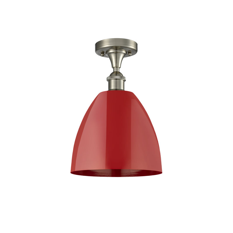 Crompond Semi Flush Mount, Red, Brushed Satin Nickel