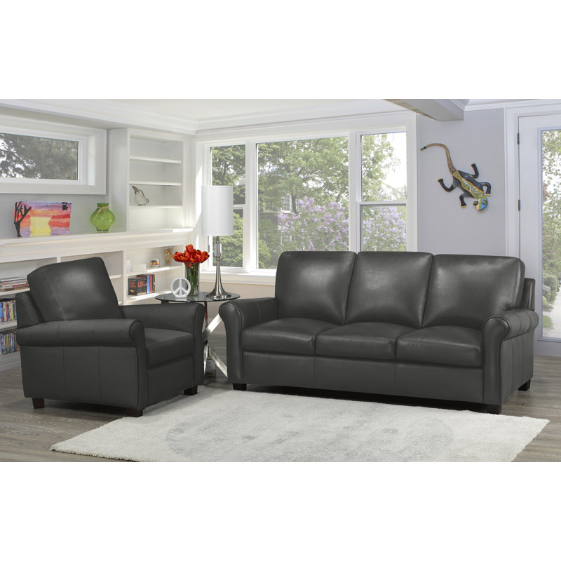 Canapé Ambrie, H 36 po x l 58 po x P 37 po, Cuir gris pierre