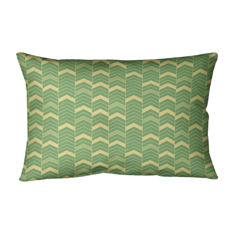 Coussin Rhonda, H 14 po x l 20 po, Vert/jaune, Polyester/ Bourre en polyester