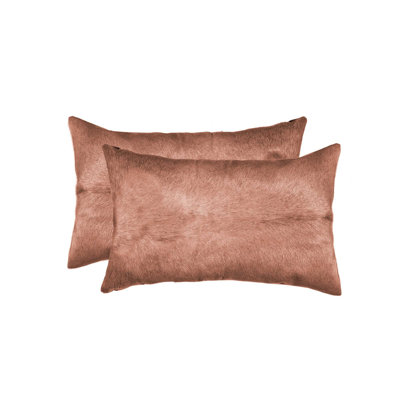  (Set of Two) 12" X 20" Cowhide Lumbar Throw Pillow