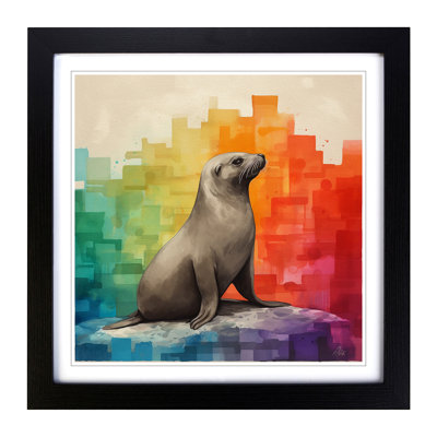 Seal Colour Field - Single Picture Frame Print on Wood