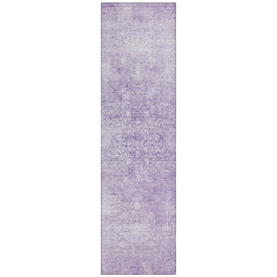 Machine Washable Indoor/Outdoor Xhevrie Lilac Rug