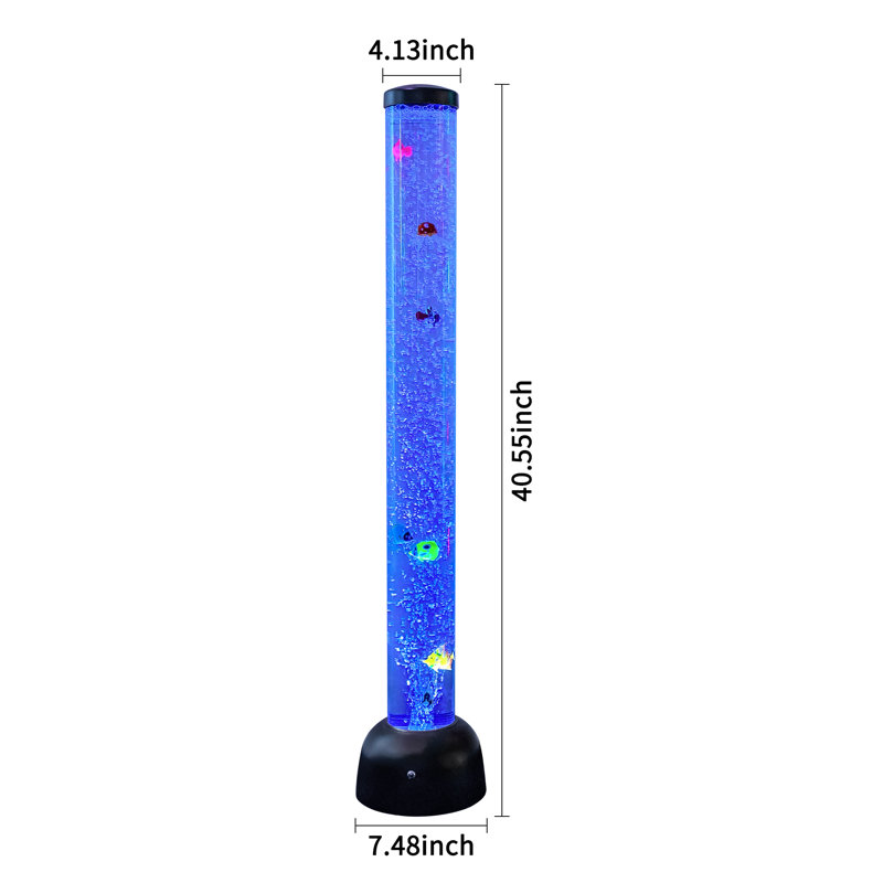 Jakub 3.3ft Sensory Bubble Fish Tube Lamp with Remote Control – 7 Colour Changing LED Light, Moving Fish & Adjustable Bubble Stream – Perfect for Sensory Rooms, Bedrooms, and Therapeutic Environments