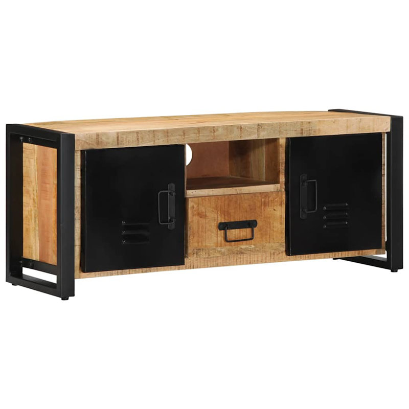  TV Cabinet Solid Rough Wood Mango, Natural, 40cm H x 100cm L x 40cm W
