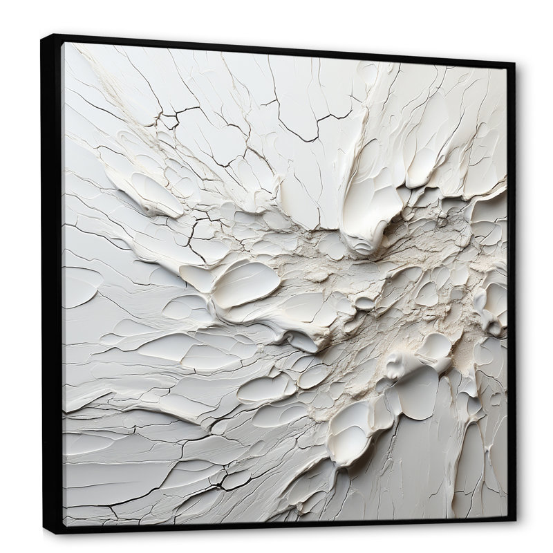 Peinture abstraite liquide crème et noire III - reproduction d'art sur toile abstraite, H 16 po x l 16 po x P 1 po