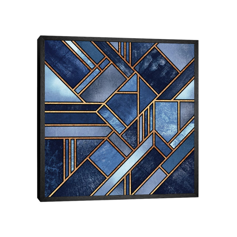 Blue City by Elisabeth Fredriksson - Print on Canvas, 45.72 cm H x 45.72 cm W, Black Floater Framed