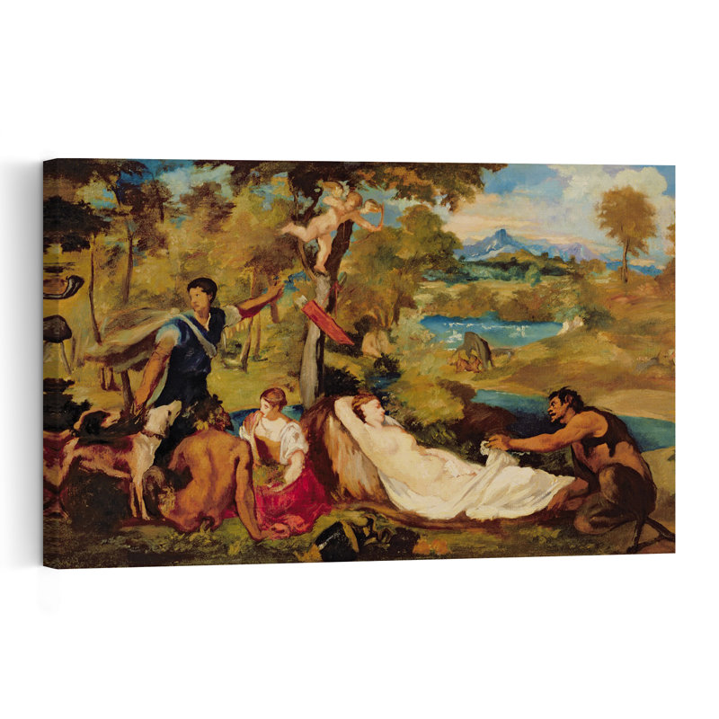Jupiter et Antiope, 1856 - Affiche murale abstraite contemporaine représentant un chien, H 12 po x l 18 po
