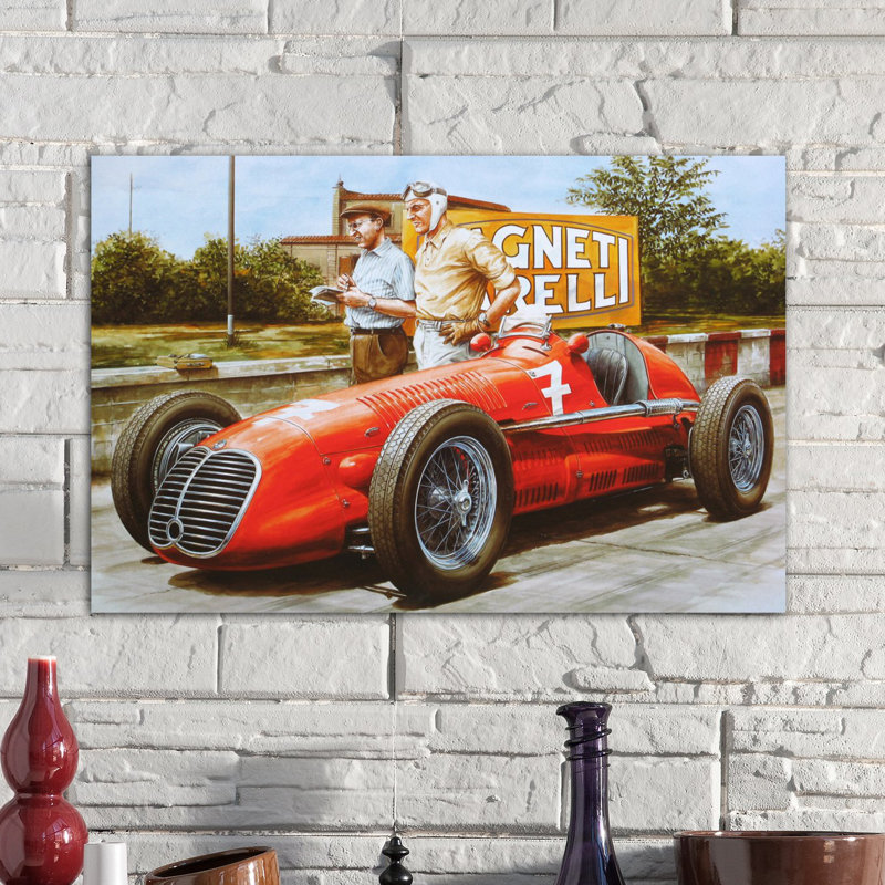 «Red Masarati» par Lyall, reproduction d'art rétro sur toile, H 26 po x l 40 po x P 0,75 po