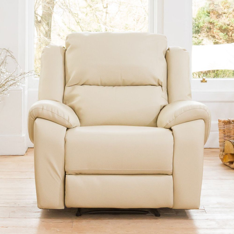 Clarks 100cm Wide Faux Leather Standard Recliner, Cream
