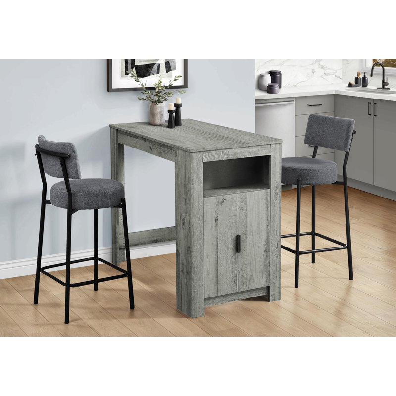 2Pcs Barstool, Counter Height, Kitchen, Leather Look, Black 