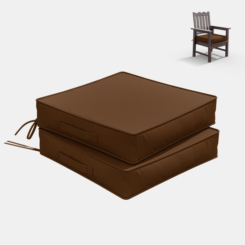 Coussins de siège d'extérieur 4 po et coussins de siège de salle à manger 19 po x 19 po, Brun