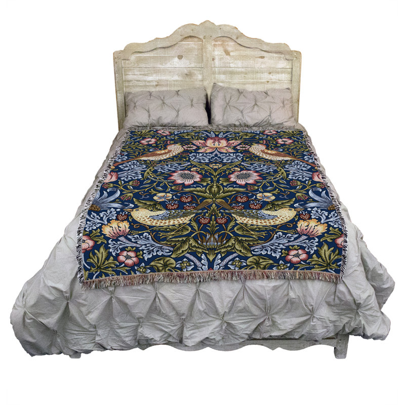 Couverture indigo Pure Country Weavers par William Morris, L 54 po x L 72 po, Indigo