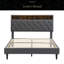 Structure de lit plateforme tapissier avec tête de lit moderne en tissu capitonné, ports USB, station de charge pratique, deux poches latérales, pas besoin de sommier-274932012-274932051