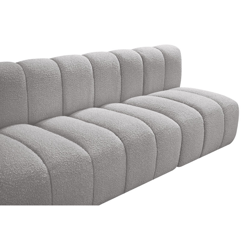 Canapé et méridienne rembourrés Kirchoffer, Tissu gris bouclé