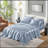 6 PCS King Luxury Sheet Set Blue-134086190-134086193